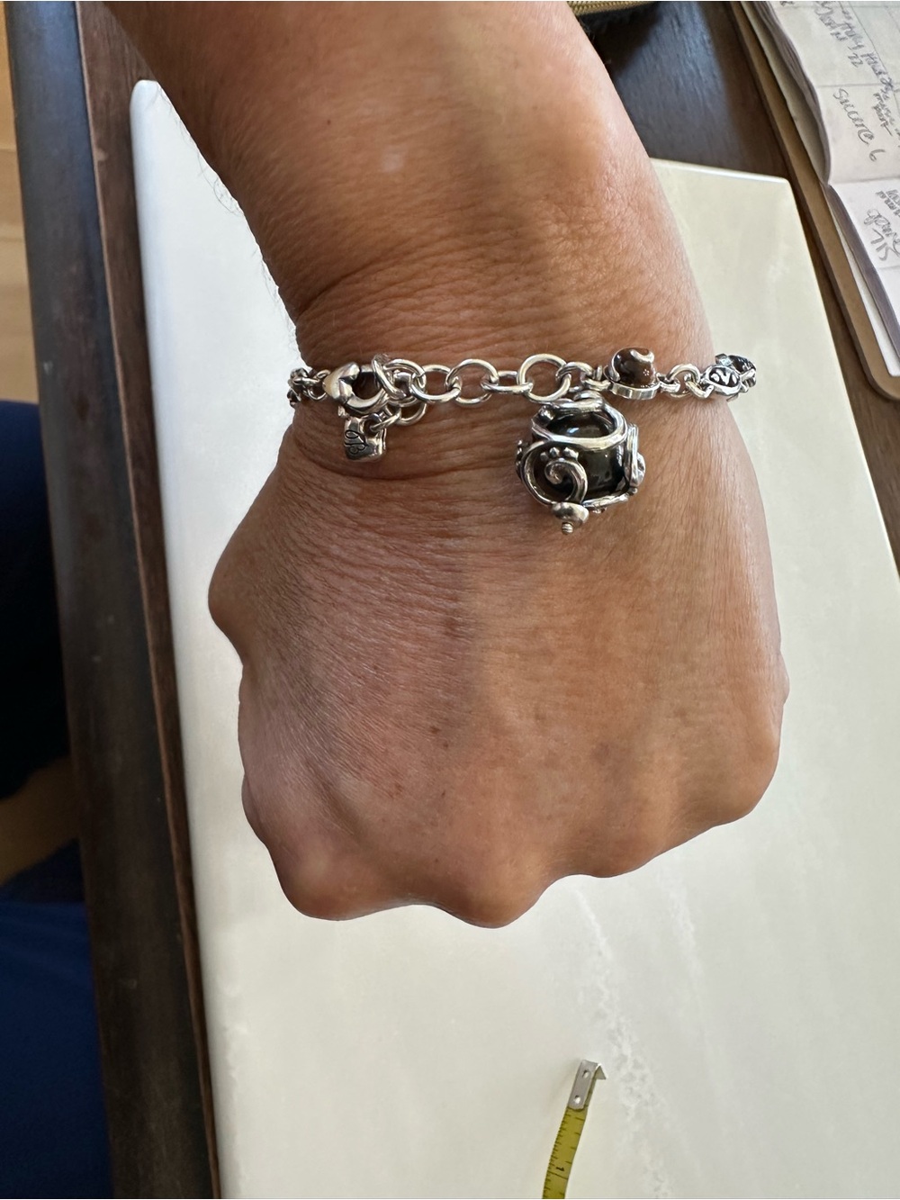 Brighton Silver, Brown Tiger's Eye Charm Bracelet - Picture 2 of 13